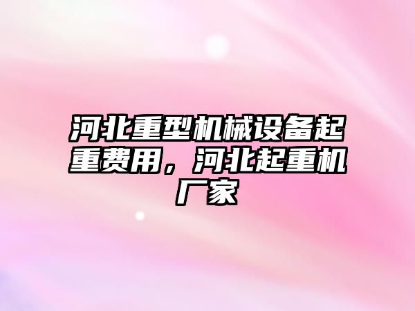 河北重型機械設備起重費用，河北起重機廠家