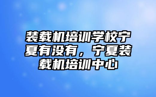 裝載機培訓學校寧夏有沒有，寧夏裝載機培訓中心