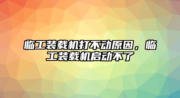 臨工裝載機打不動原因，臨工裝載機啟動不了