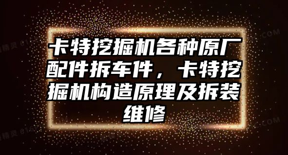 卡特挖掘機(jī)各種原廠配件拆車件，卡特挖掘機(jī)構(gòu)造原理及拆裝維修