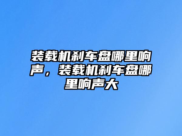 裝載機剎車盤哪里響聲，裝載機剎車盤哪里響聲大