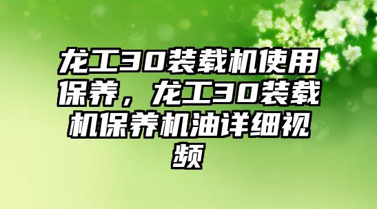 龍工30裝載機使用保養，龍工30裝載機保養機油詳細視頻