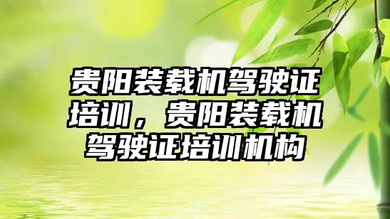 貴陽裝載機駕駛證培訓，貴陽裝載機駕駛證培訓機構