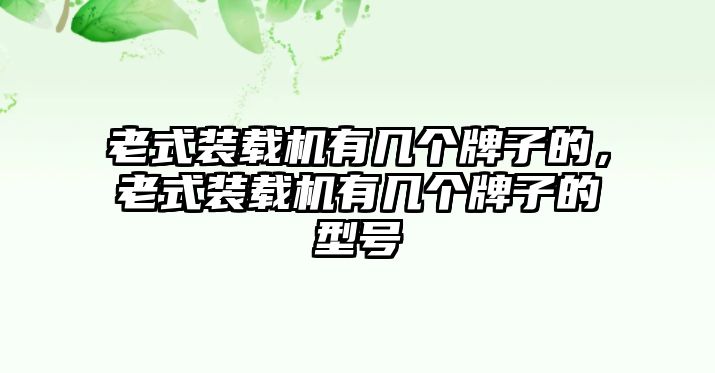 老式裝載機有幾個牌子的，老式裝載機有幾個牌子的型號