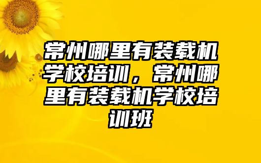 常州哪里有裝載機學校培訓，常州哪里有裝載機學校培訓班