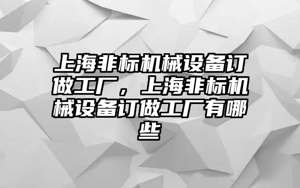 上海非標機械設備訂做工廠，上海非標機械設備訂做工廠有哪些